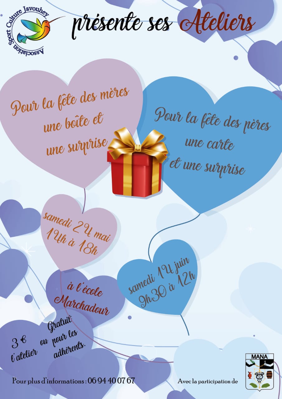 DES ATELIERS POUR LA FÊTE DES MÈRES ET LA FÊTE DES PÈRES À JAVOUHEY