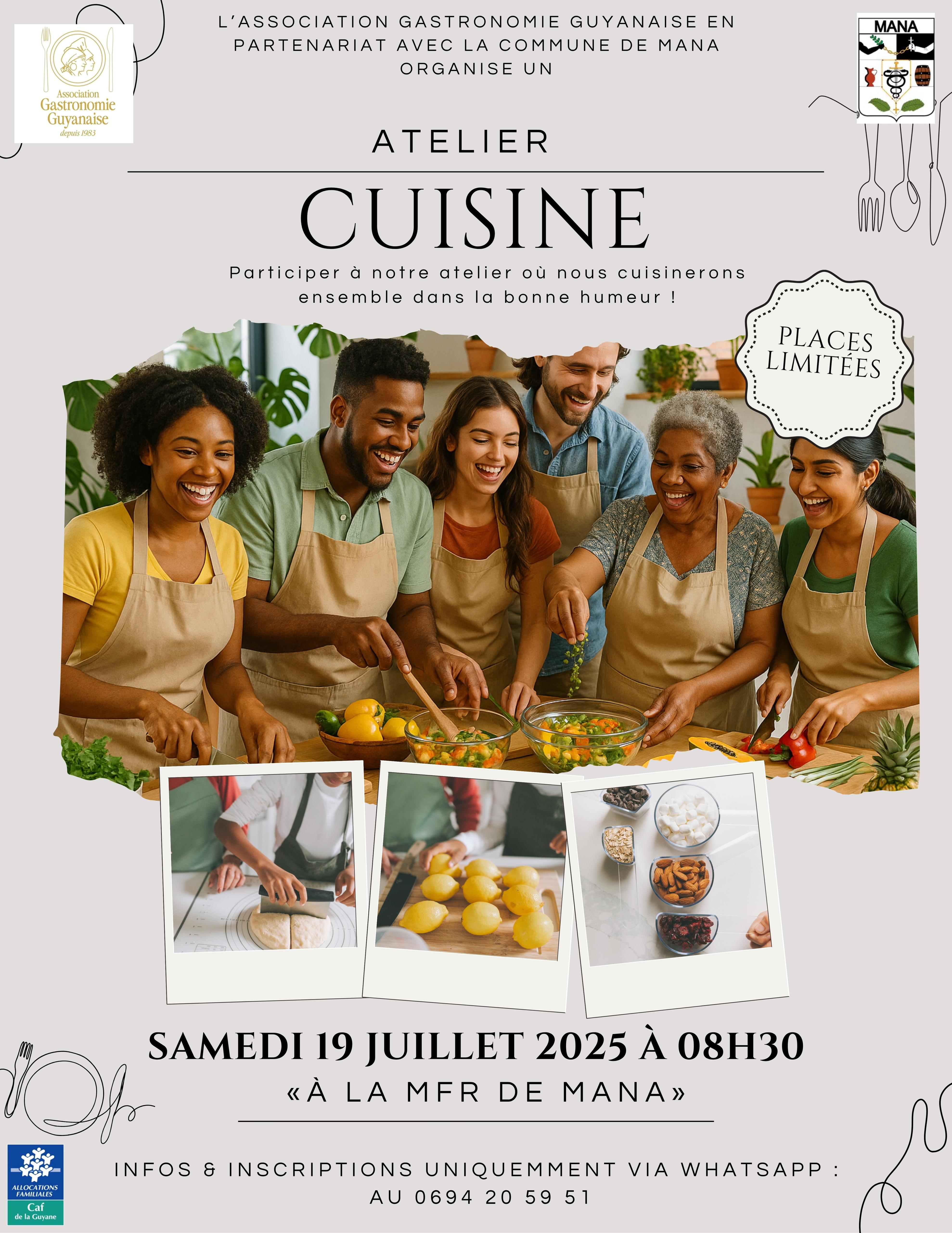 ATELIER CUISINE LE SAMEDI 19 JUILLET 2025