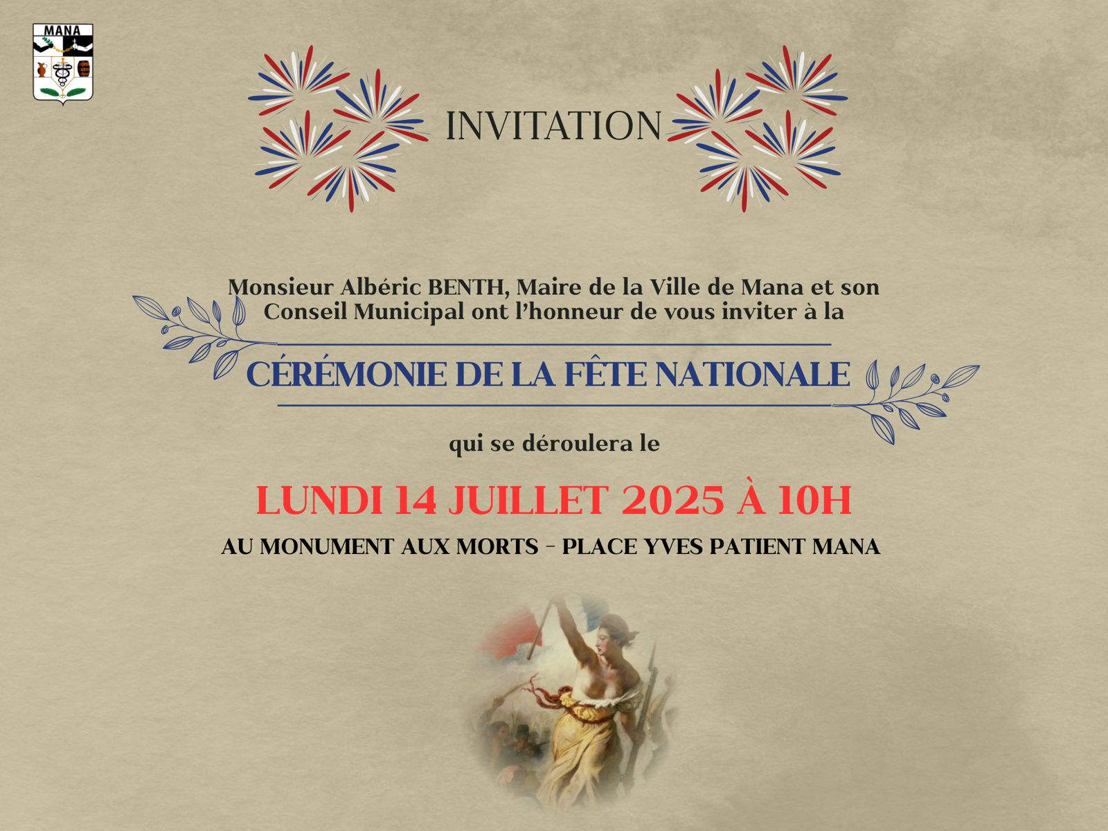 INVITATION CÉRÉMONIE DE LA FÊTE NATIONALE