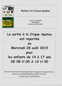 sortie Ã  la crique apatou mercredi 28 aoÃ»t 2019