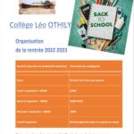 RENTRÉE SCOLAIRE AU COLLÈGE LÉO OTHILLY