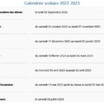 CALENDRIER SCOLAIRE 2022-2023 DE L'ÉCOLE ÉLÉMENTAIRE MATERNELLE PUBLIQUE MAN TINA.