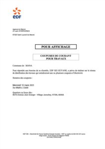 COUPURES DE COURANT POUR TRAVAUX 12 MARS