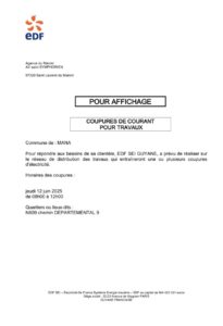 COUPURES DE COURANT POUR TRAVAUX