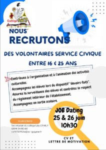 LE COLLEGE LÉO OTHILY RECRUTE DES VOLONTAIRES SERVICE CIVIQUE