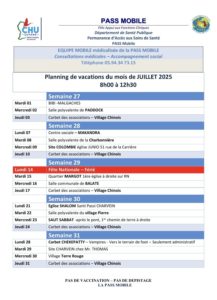 PLANNING DE VACATIONS DU MOIS DE JUILLET 2025 DE 08h00 À 12h30
